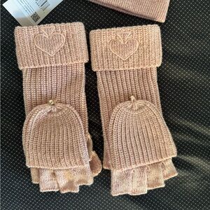Pink Knit Convertible Gloves